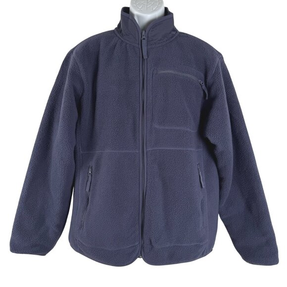 Quince Sherpa Full Zip Jacket Mens Large Navy Blue Polyester NWT CJ-2065 - Picture 1 of 12